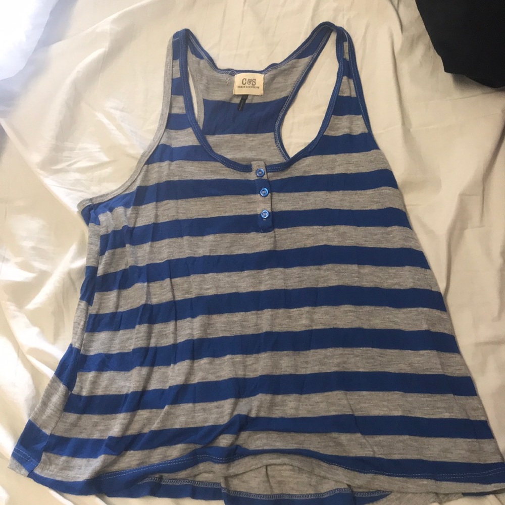Blue and grey stripped tank top
